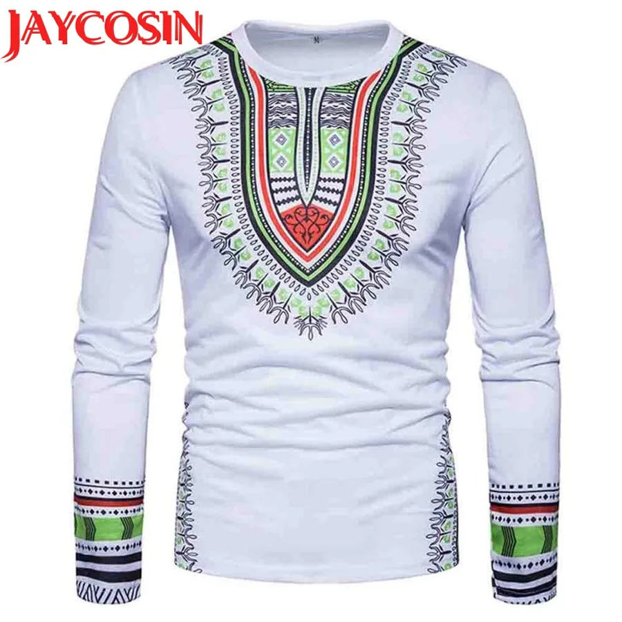 Мужская Повседневная футболка 2018 с круглым вырезом и принтом в африканском стиле