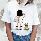 Женская забавная футболка с изображением таксы и мопса Teckel, Harajuku, милая футболка с изображением французского бульдога, немецкой овчарки, футболка с изображением питбуля, Топ для женщин
