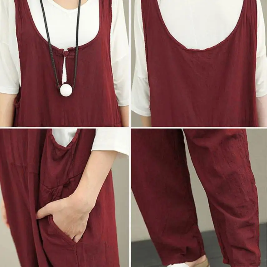 Лето 2018 лидер продаж женский комбинезон без рукавов свободный хлопковый длинный