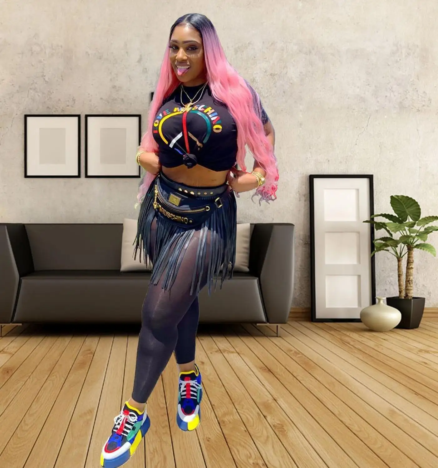 Женский Длинный комбинезон Joiekuno облегающий кружевной с круглым вырезом 2