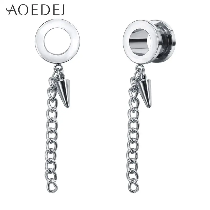 2 Pieces AOEDEJ пробки и тоннели пирсинг для ушей из нержавеющей стали пробки для ушей пирсинг для ушей растягивающийся пирсинг расширитель для туннелей пенетран - Окраска металла: 2 Pieces