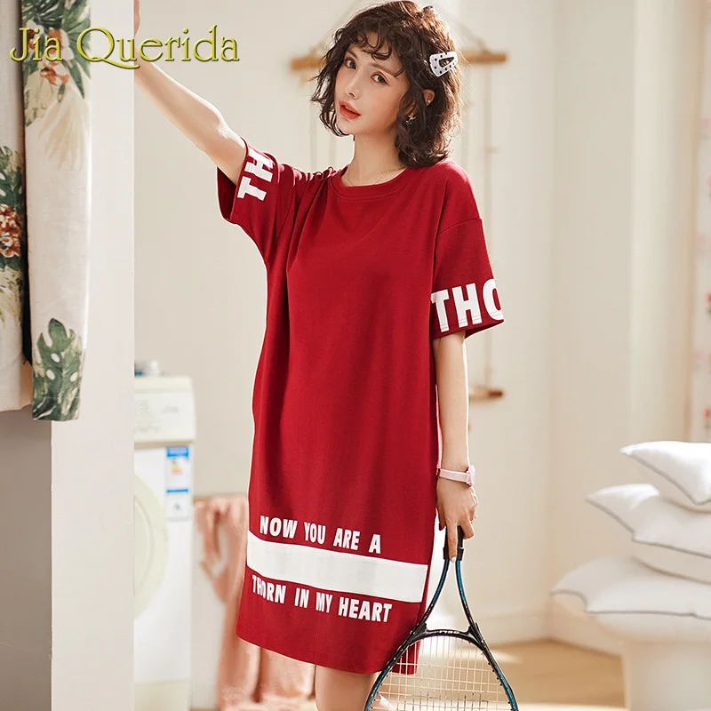 Красное домашнее платье женское 100% хлопок летнее нижнее белье шорты 2019 модное