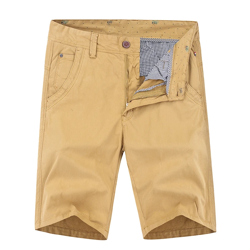 Мужские свободные шорты бермуды до колена классические прямые цвета хаки на