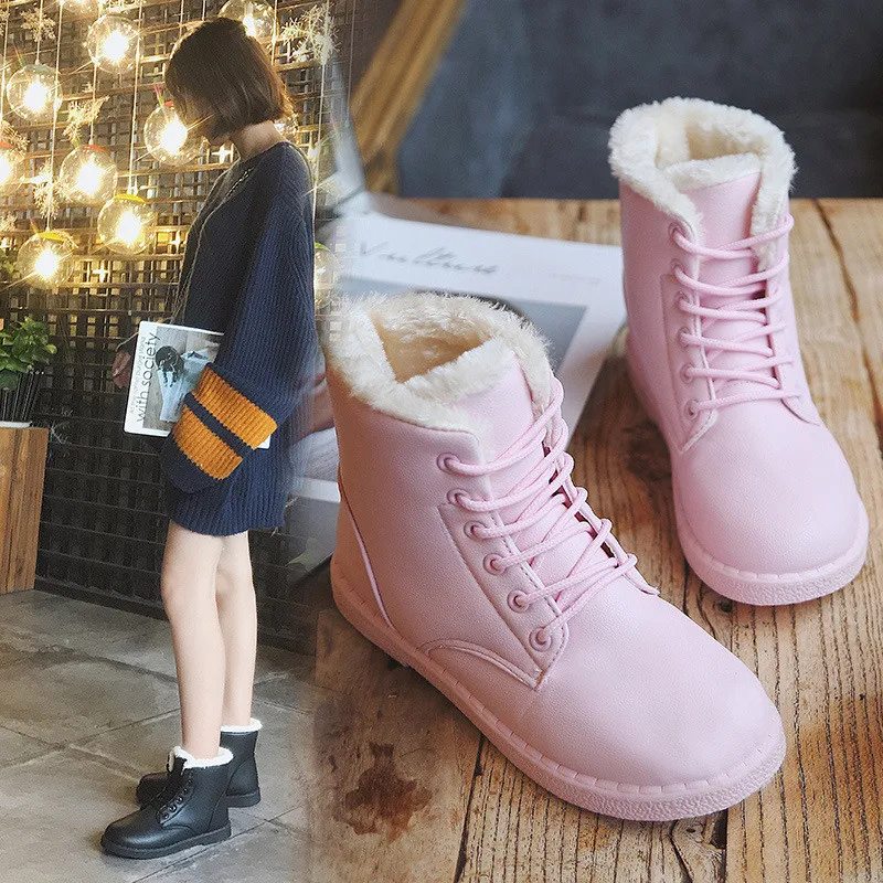 2017 New Anti-Slip Women Winter Martin Boots Faux Suede Waterproof Surface Lace-Up Plush Inner Keep Warm Lady Cool Shoes | Обувь