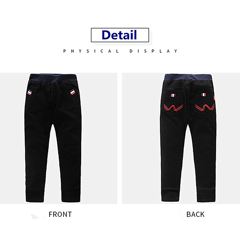 New Year Boys Pants Trousers Clothes Cotton Solid Elastic Waist Pencil For Fashion Embroidery Children Clothing | Детская одежда и
