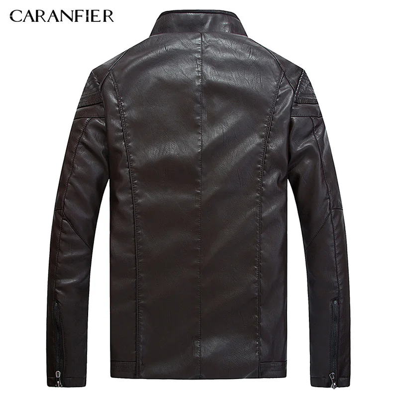 CARANFIER 2017 модная зимняя кожаная куртка Мужская высококачественная повседневная