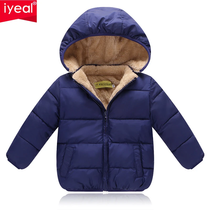 IYEAL детские зимние куртки новая дутая куртка с капюшоном Одежда для маленьких