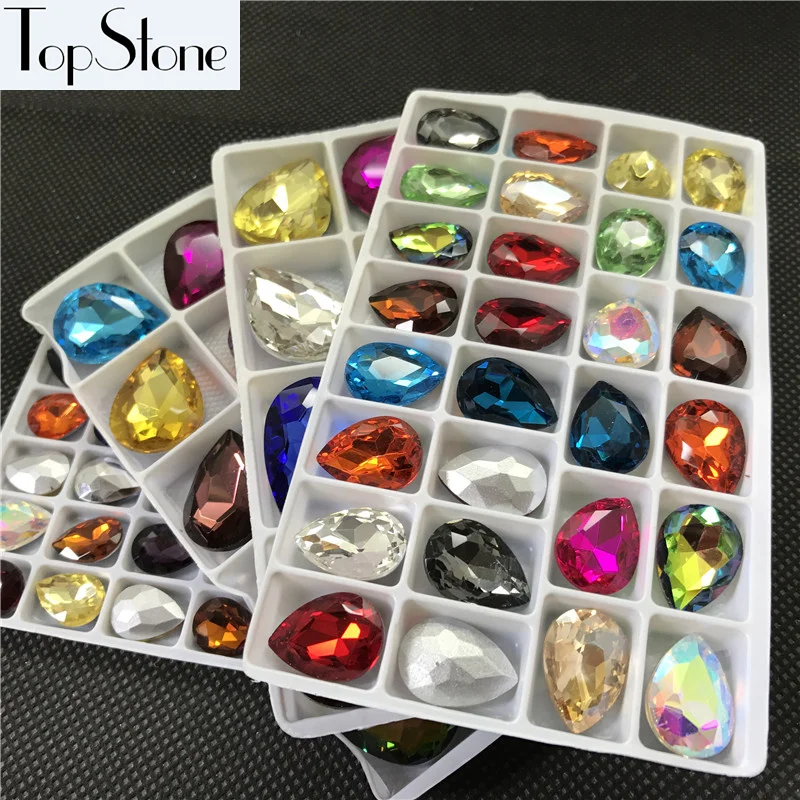 Смешанные цвета каплевидные камушки стеклянные капли с острым основанием