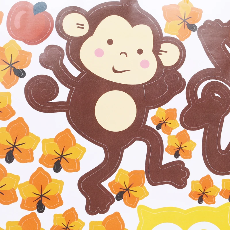 Мультяшное лесное дерево животное сова обезьяна медведь фотообои для детской