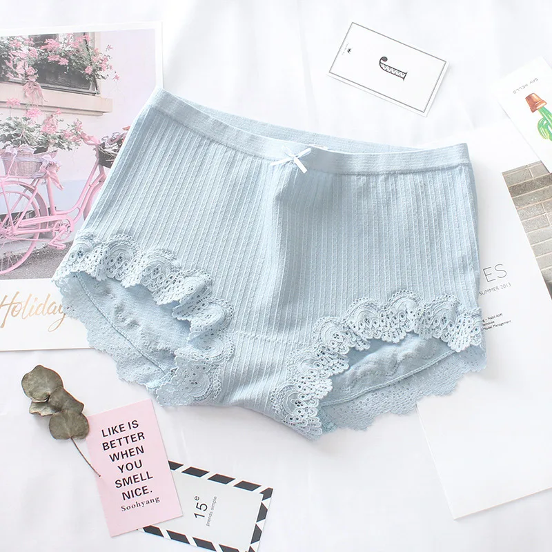 blue SP& CITY, с высокой талией, мягкое модальное кружевное нижнее белье для женщин, модные бесшовные трусики, физиологические женские трусы из хлопка, нижнее белье - Цвет: blue