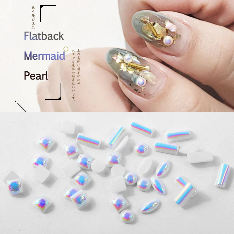 Круглые/прямоугольные/Овальные Жемчужины для дизайна ногтей 1 коробка с