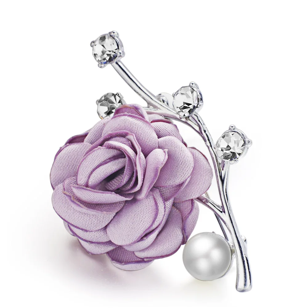 Rose Flower Brooches Crystal Simulated Pearl for Suits Lapel Scarf Noble Fabric Brooch Pin For Women Wedding DZ078 | Украшения и