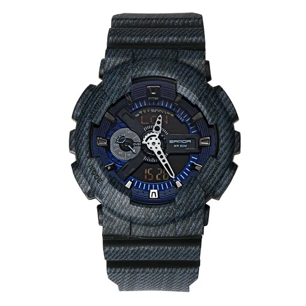 men black SANDA брендовые парные часы, женские модные ковбойские светодиодный наручные часы, повседневные спортивные часы, водонепроницаемые часы для мужчин, relojes mujer - Цвет: men black