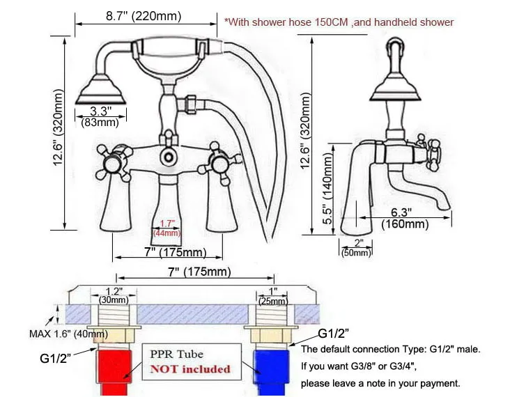 Античный красный медный латунный смеситель с двумя крестовыми ручками