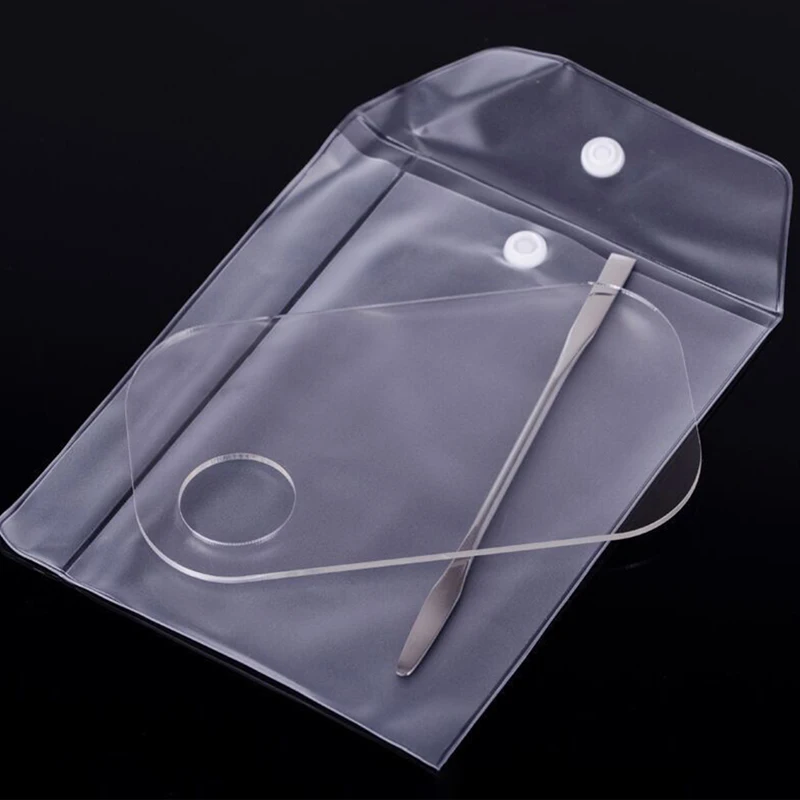 Acrylic Transparent Nail Art Palette Pallet Tool Blending Pigment Stainless Steel Spatula Polish Storage Foundation | Красота и