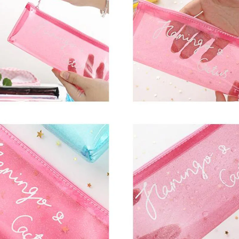 1 шт. прозрачные пеналы для девочек Милая ПВХ кактус ручка сумка школьные