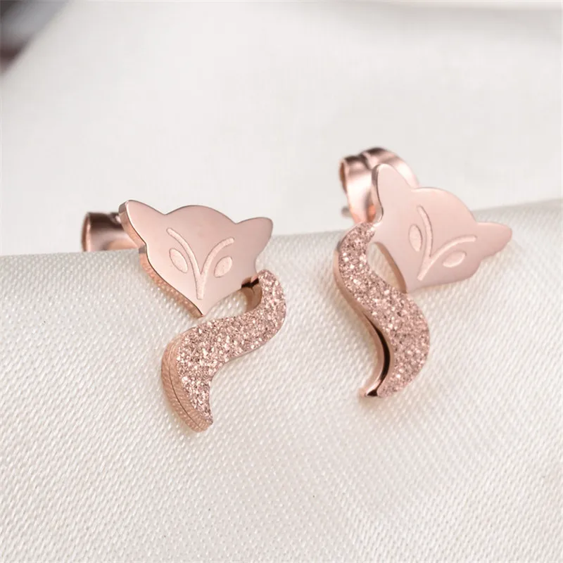 Серьги-гвоздики в форме лисы Martick милые стильные серьги-гвоздики с животными