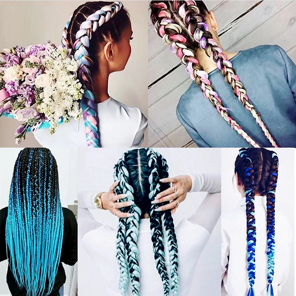 Synthetic Long Jumbo Braids Hair for Crochet Women Ombre Afro Box Braiding Extensions Headwear |