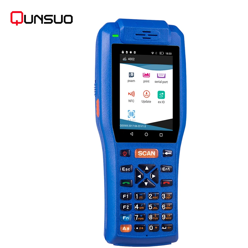 Беспроводной сканер штрих кода с сенсорным экраном Bluetooth 1D Android PDA кардридером