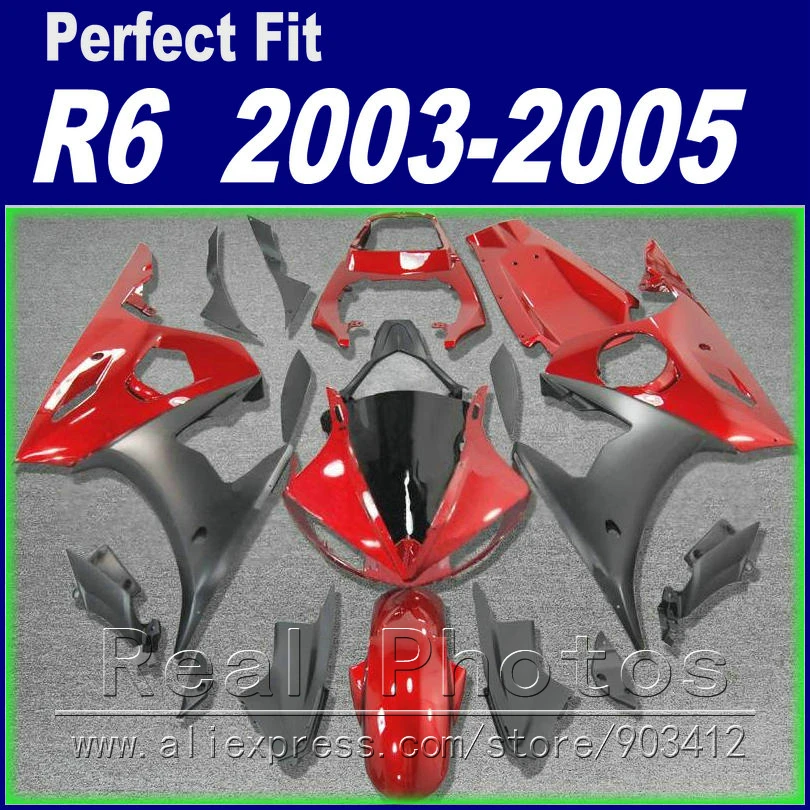 

Hot sale body work for YAMAHA R6 fairing kit 2003 2004 2005 red black matte grey Fairing YZF fairings 03 04 05