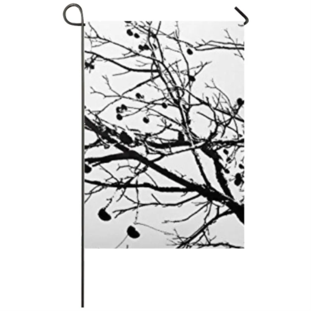 

Black and White Winter Tree Garden flag Seasonal Flags for Outdoors Garden Decor Flags