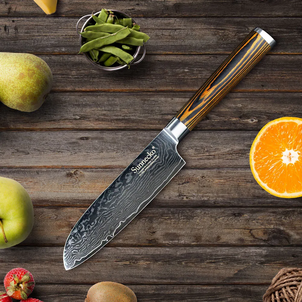 SUNNECKO 7 &quotДамаск Santoku нож японский VG10 сталь сильная твердость лезвия кухонные ножи