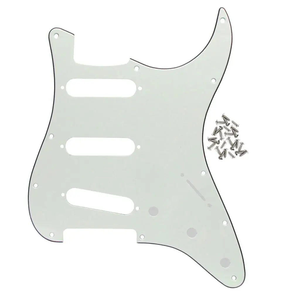 Ivory 3ply FLEOR 1 шт. Страт накладка на гитару sss pick Guard Scartch Plate w/pick guard винты для 11 отверстий гитарных частей, 20 цветов на выбор - Цвет: Ivory 3ply