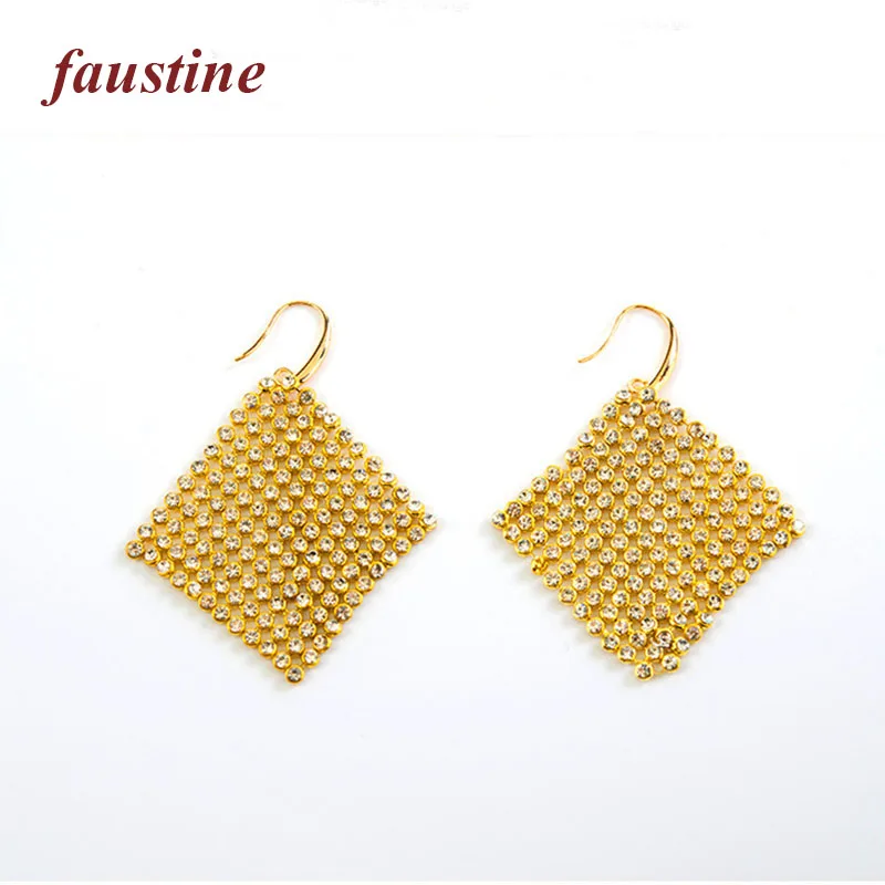 Полный Кристалл квадратный платок складной женские висячие серьги|womens dangle