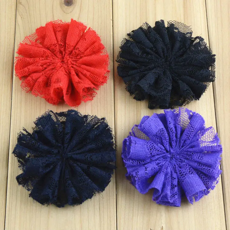 100 шт./лот Новые товары 3 дюйма искусственные однотонные кружевные цветы с плоской