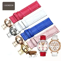 isunzun watchband for tissot 1853t050 women genuine leather watch straps 16mm leather watch strap brand watchbands