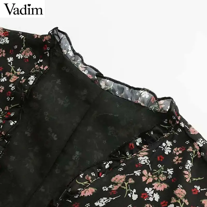 Vadim женское цветочное мини-платье с оборками v-образным вырезом и длинным рукавом