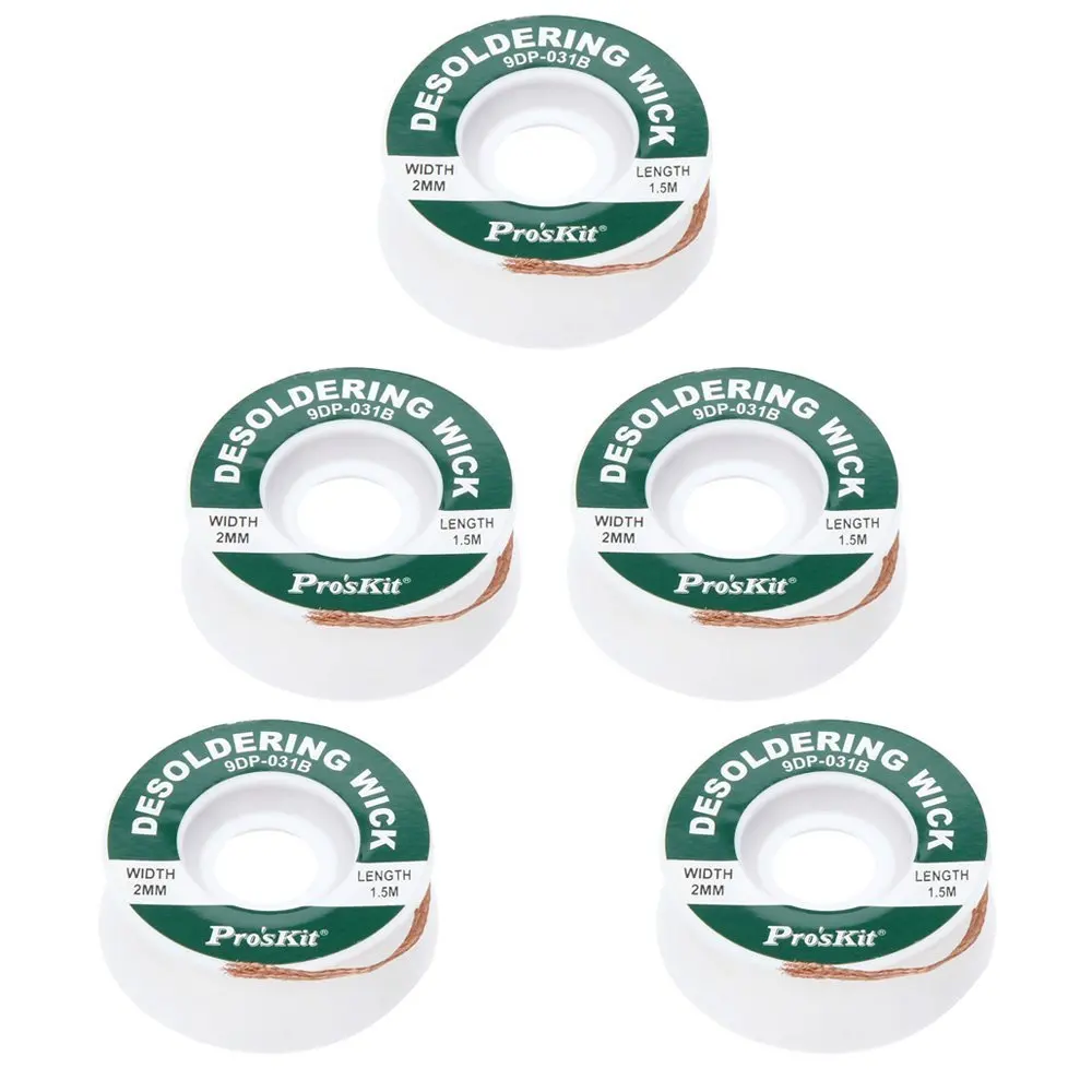 Useful Pro'sKit 5 pcs 9DP-031B Desoldering Wire BGA Wick 2 mm * 1.5 m Low Residue Tin Absorption Line | Инструменты
