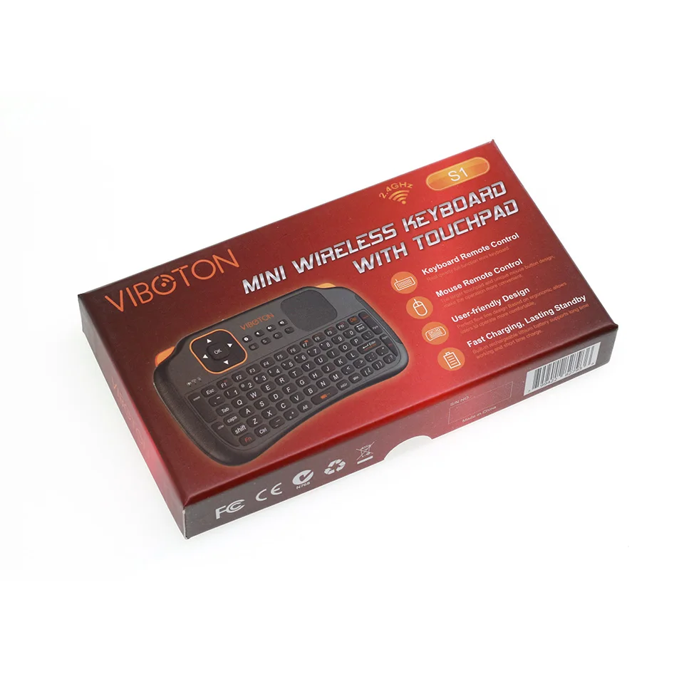 Viboton S1 Русская клавиатура 2 4 ГГц Мини Беспроводная Air Mouse с тачпадом для Android TV Box