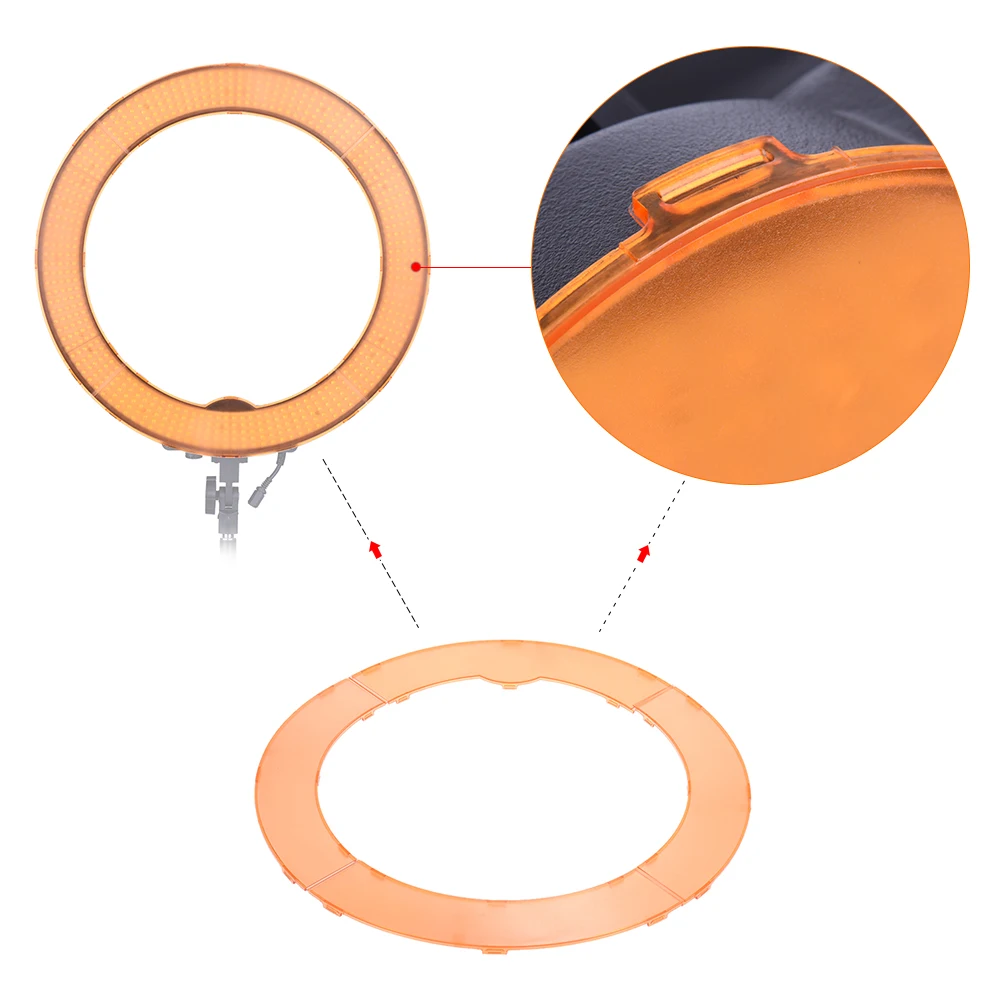 Оранжевый Комплект для вспышки Andoer Цветной фильтр кольцесветильник Neewer 600W5500K|filter