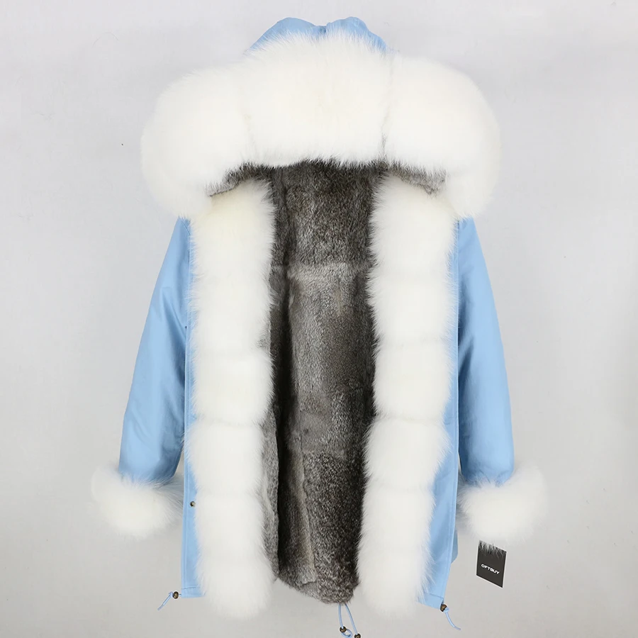 23 OFTBUY, новинка, зимняя куртка, Женская длинная парка, воротник из белого лисьего меха, капюшон, толстая, теплая, подкладка из меха кролика, верхняя одежда, уличная одежда, новинка - Цвет: 23