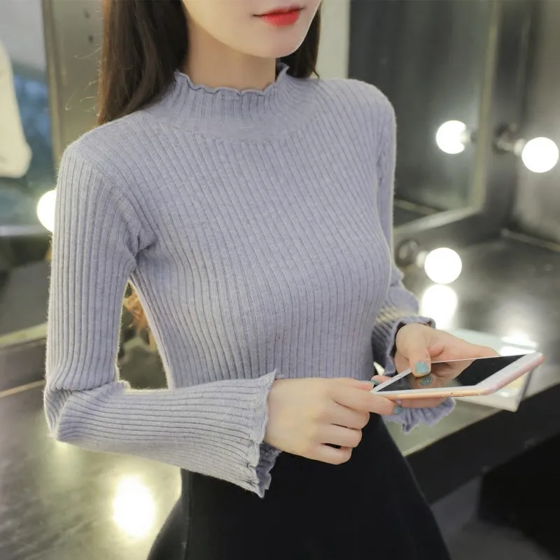 

half high collar chic Korean loose lazy autumn winter sweater soft bottoming sweater pullovers women female winter jumper YF138