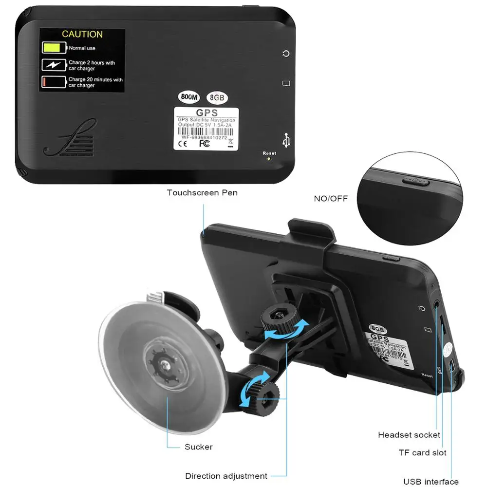 Автомобильный GPS навигатор 5 дюймов FM Bluetooth голосовая навигация 256MBNavitel