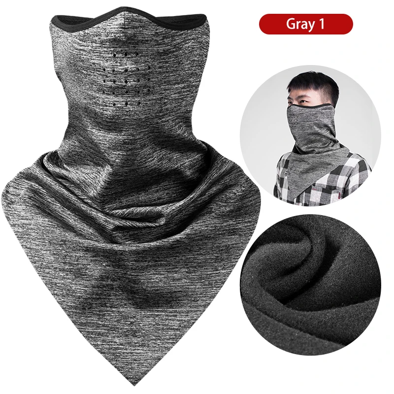Gray1 ROCKBROS зимняя Лыжная маска для лица, ветрозащитная теплая флисовая маска для сноуборда, мотоциклетная Мужская дышащая маска для холодной тренировки, полумаска для лица - Цвет: Gray1