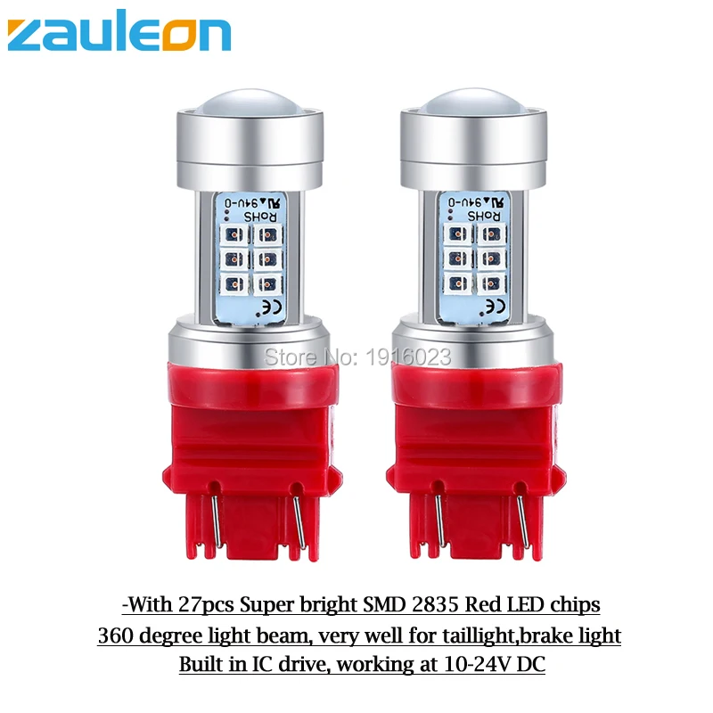 Zauleon 2 шт. Автомобильный светодиодный фонарь T25 3157 P27/7 Вт красный задний светильник