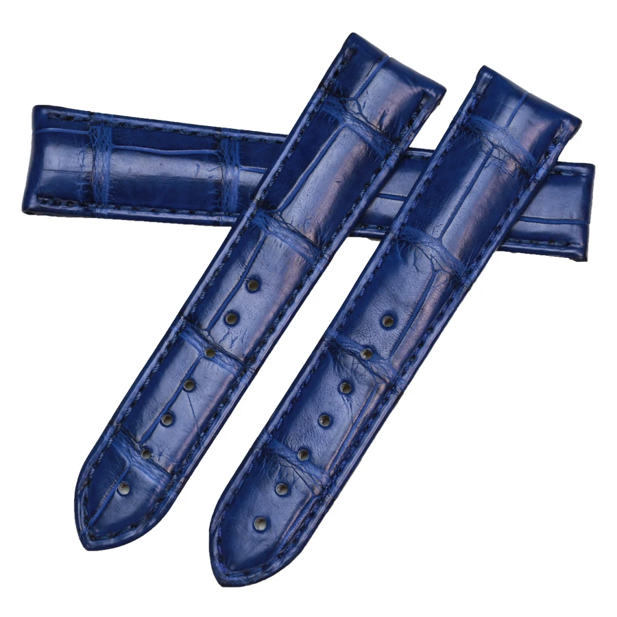 SAUPPO Suitable For Speedmaster Deville SeaMaster Superior Quality Band Alligator Leather Blue Men Watch Strap