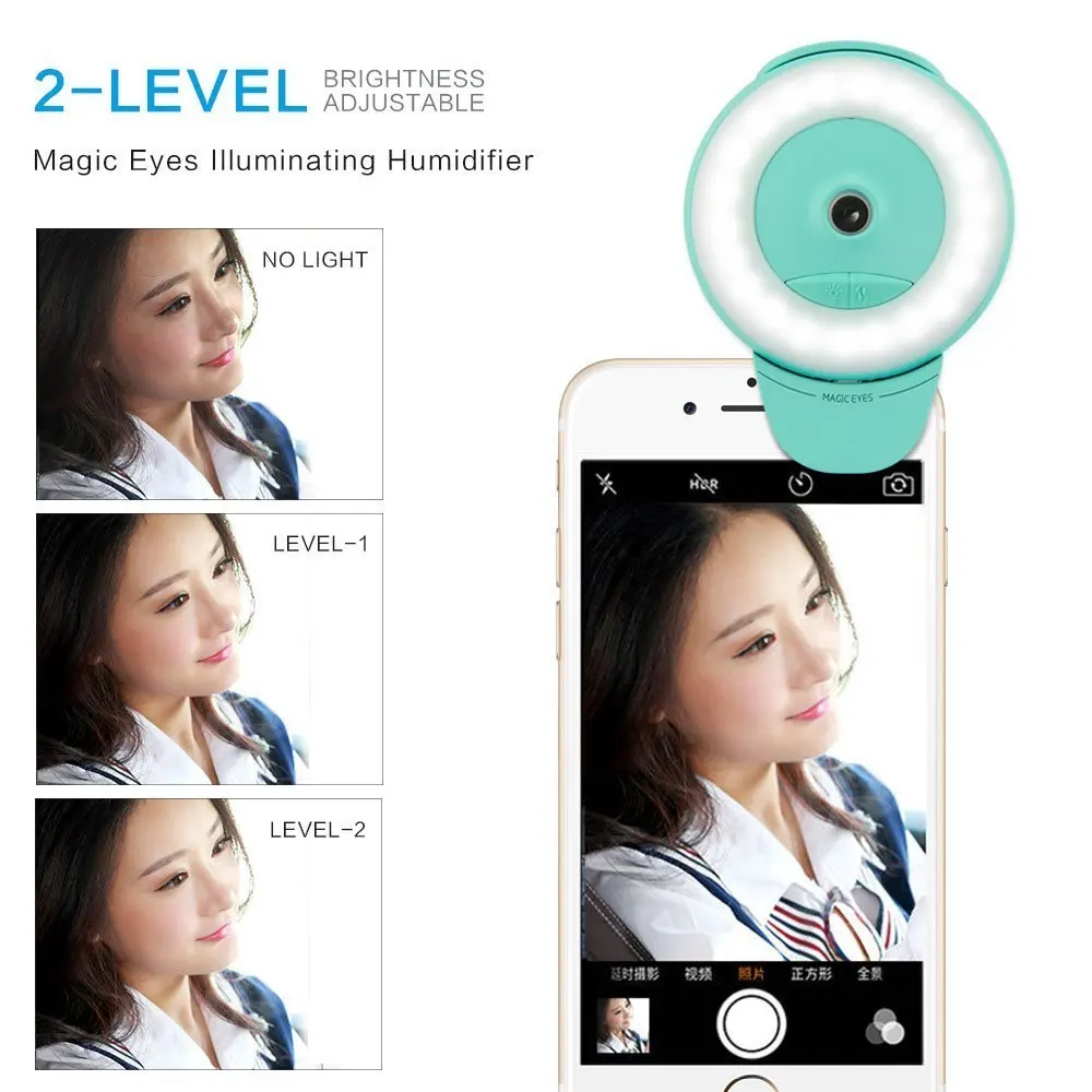Facial Beauty Mist Sprayer 2-in-1 Selfie Ring Light Self-timer Fill Mini Portable Water Replenishing Spray Humidifier | Бытовая техника