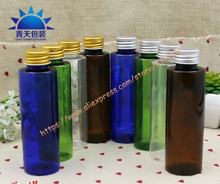 100ml прозрачный/синий/зеленый/коричневый ПЭТ бутылки с серебром/Золотая