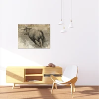 retro wall art canvas prints cow bull pencil drawing animals picture canvas painting for home wall decor poster vintage artwork