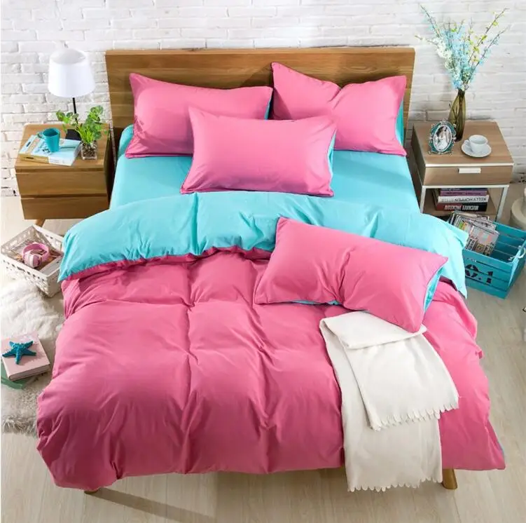 

4 pieces beding set 1.8m Pillowcase Quilt cover home Bed Sheet purity color personality characteristic