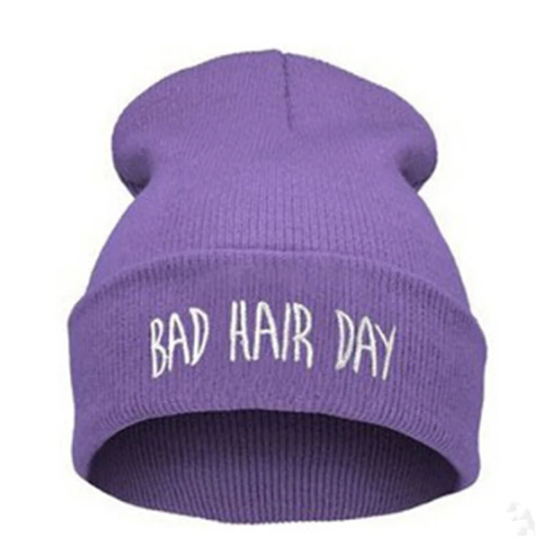 8 Шапочка Bad Hair Day Beanie шапка женский из смеси хлопка с буквенным принтом вязаная зимняя шапка хип-хоп шапки кепки s дешево - Цвет: 8