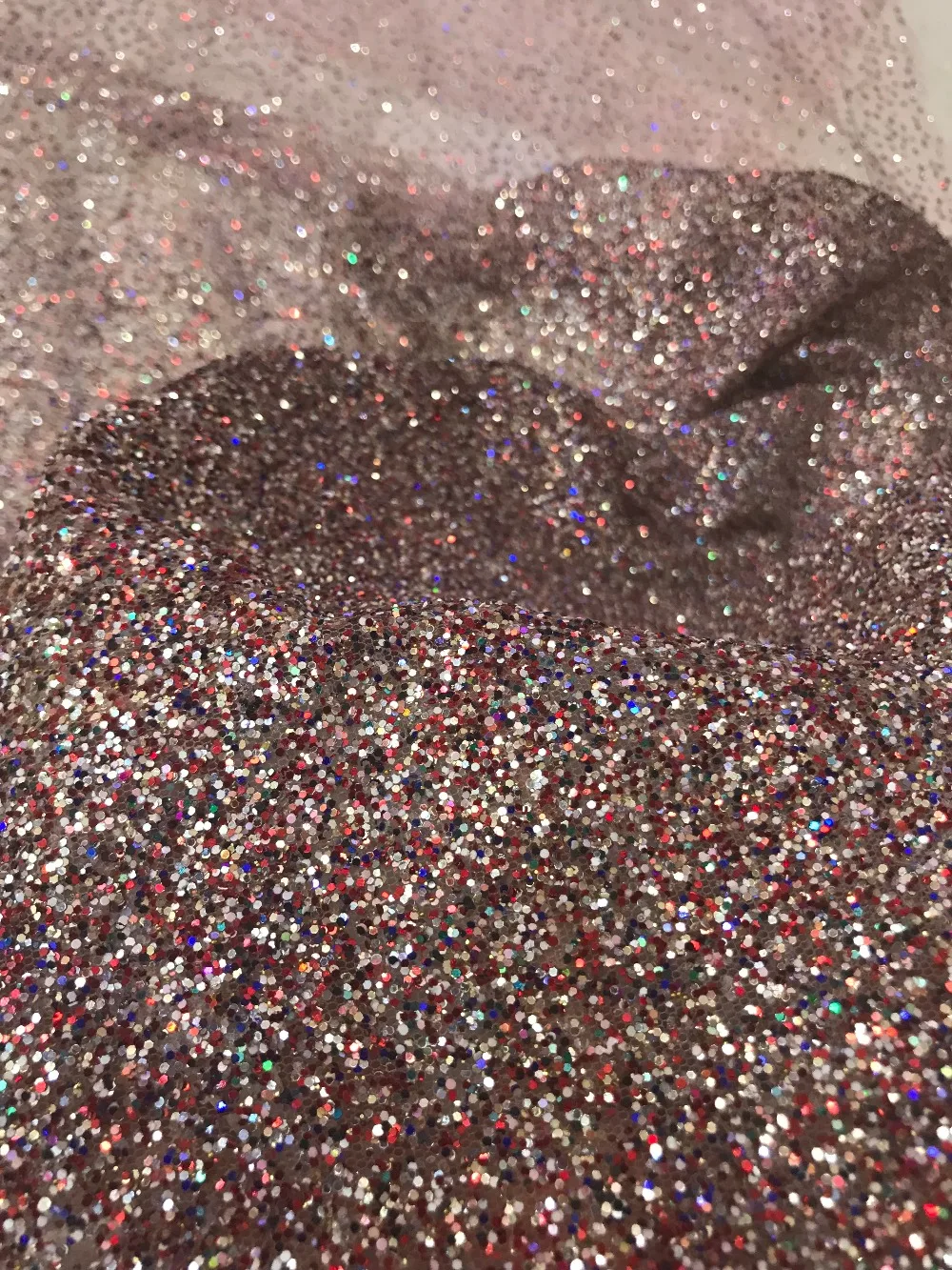 

pretty ZH-121116 glued glitter tulle mesh fabric glued glitter sequins lace fabric