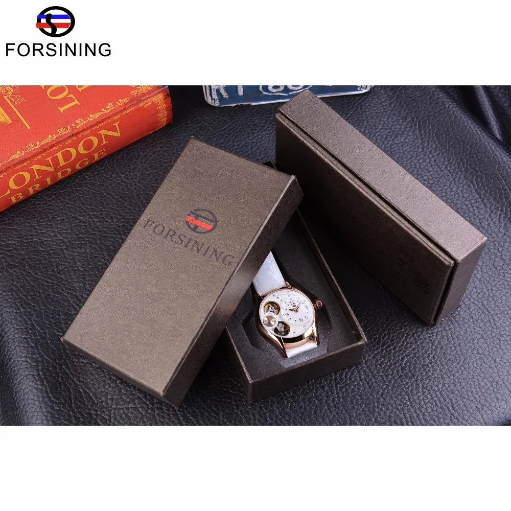 Часы Forsining женские повседневные из белой кожи со стразами|wristwatch brand|wristwatch