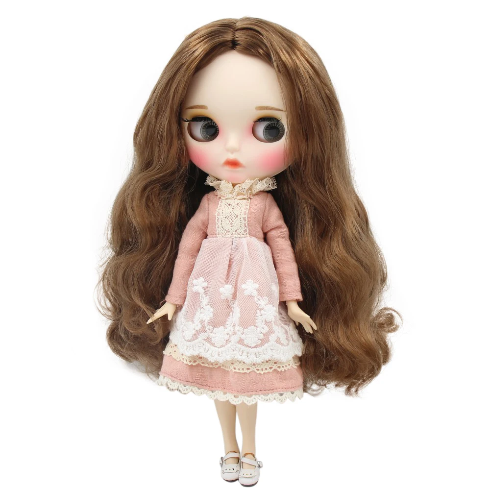 Ледяная кукла DBS Blyth 1/6 bjd белая кожа для суставов тела коричневые волосы матовое