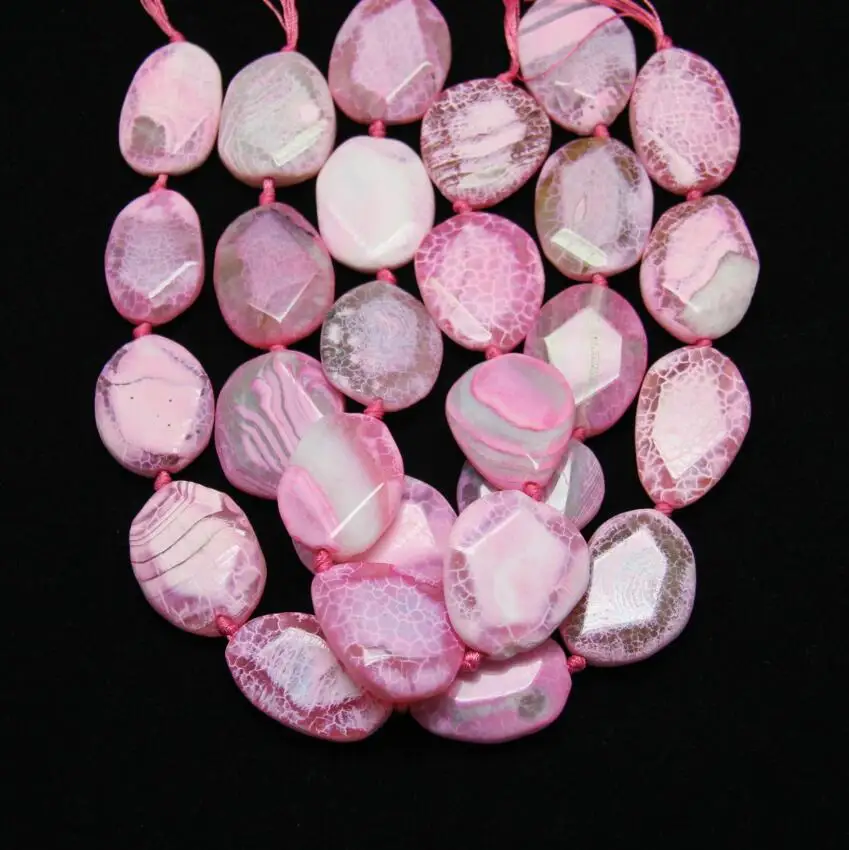 Pink Color Natural Dragon Veins Achate Beads Large Slab Oval Shape for DIY Pendant Jewelry Girlfriend Gifts 9PCS | Украшения и