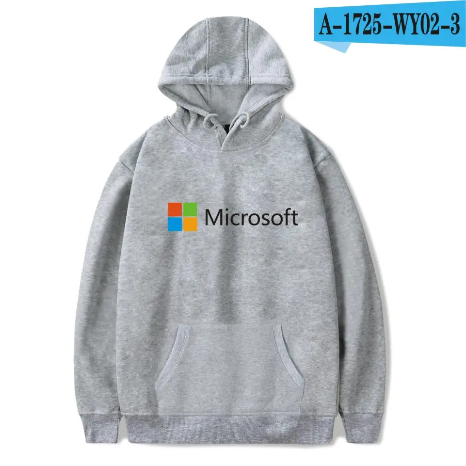 Толстовка с логотипом google microsoft, модная Толстовка с длинным рукавом, крутая свободная толстовка, Повседневный пуловер, мягкая толстовка - Цвет: Grey